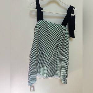 BURU Green & White Checkered Tie-Strap Tank Top